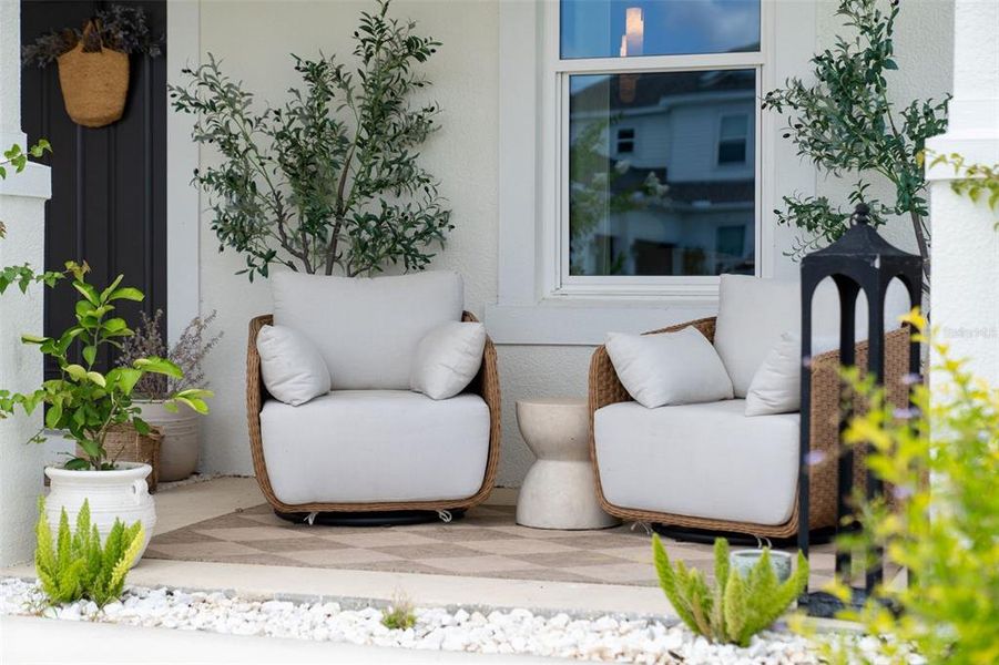 Exterior details and patio area of a home in Skye Ranch Community Group Page, Sarasota (Image 27).