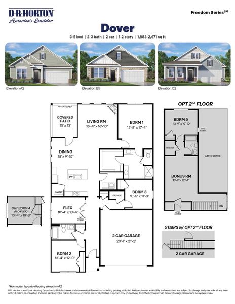 2D floor plan layout for the Dover by D.R. Horton in The Villas at Galvins Ridge, Sanford, NC (Image 3). 2D floor plan layout for the Dover by D.R. Horton in The Villas at Galvins Ridge, Sanford, NC (Image 3).