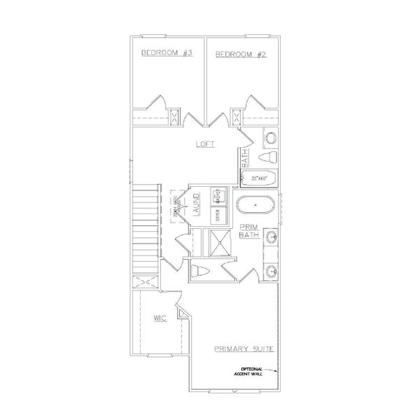 2D floor plan layout for the Jasmine - Townhomes by Dream Finders Homes in Carolina, Palmetto, GA (Image 3).