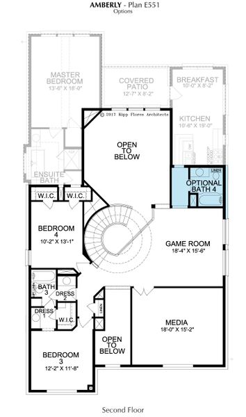 2D floor plan layout for the Amberly by Landon Homes in East Village - Classic Series, Frisco, TX (Image 7).