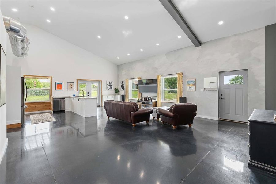 living room and kitchen