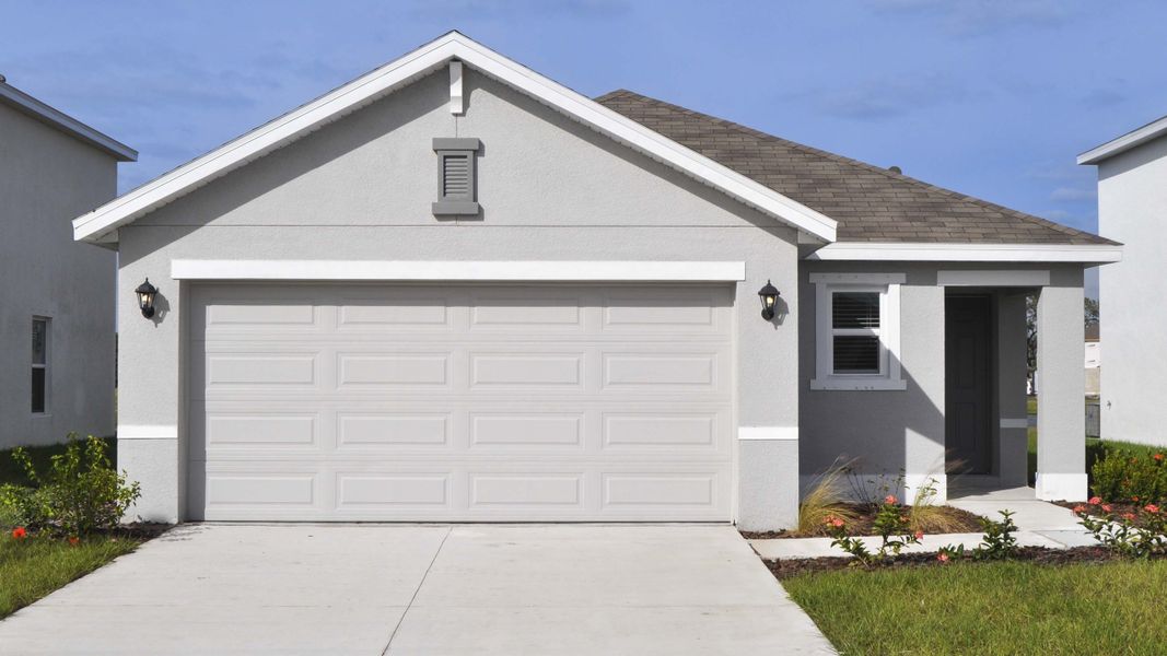 Representative exterior photo of a completed home built from the Allex by D.R. Horton in Oakfield Lakes, Parrish, FL (Image 1). Representative exterior photo of a completed home built from the Allex by D.R. Horton in Oakfield Lakes, Parrish, FL (Image 1).