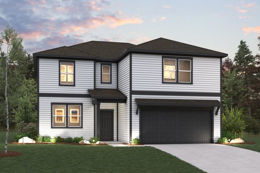 A house with a garage.