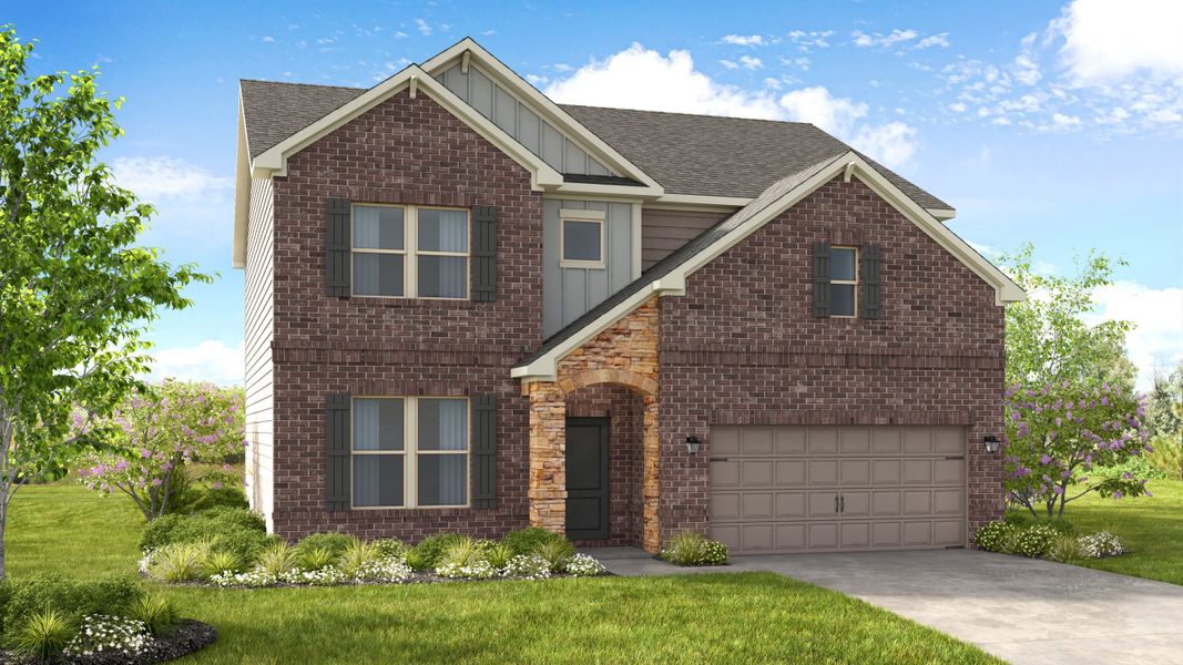 Representative exterior photo of a completed home built from the Atwood by Taylor Morrison in Falls Creek, Flowery Branch, GA (Image 2). Representative exterior photo of a completed home built from the Atwood by Taylor Morrison in Falls Creek, Flowery Branch, GA (Image 2).