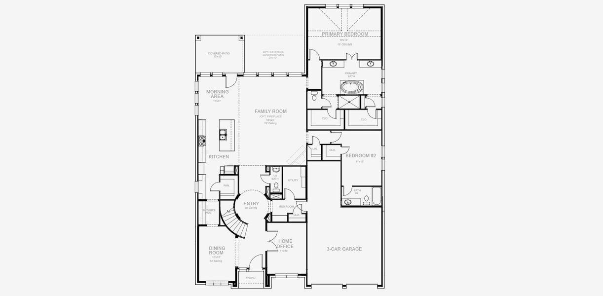 2D floor plan layout for the 4016W by Perry Homes in Ramble, Celina, TX (Image 3).