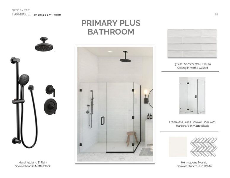 Farmhouse Look Palette 4: Primary Bathroom Selection Sheet (*Artist rendering used for illustration purposes only.)