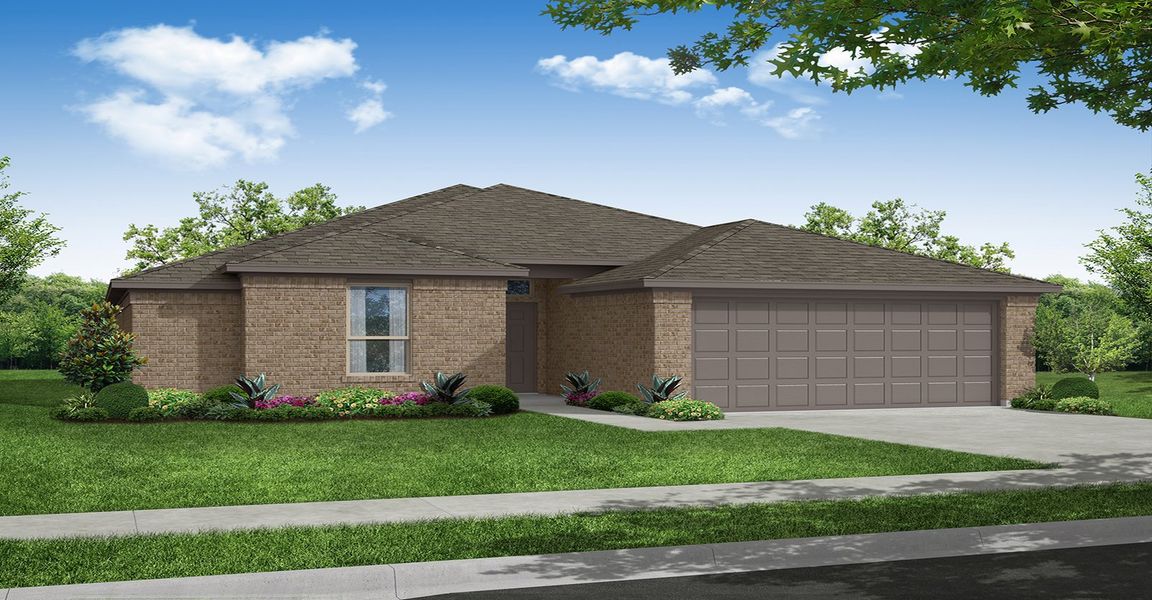 Representative exterior photo of a completed home built from the Albany by Impression Homes in Myrtle Creek, Waxahachie, TX (Image 1). Representative exterior photo of a completed home built from the Albany by Impression Homes in Myrtle Creek, Waxahachie, TX (Image 1).
