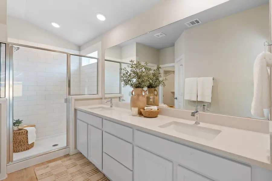 Full walk-in large shower as well as dual vanities Full walk-in large shower as well as dual vanities