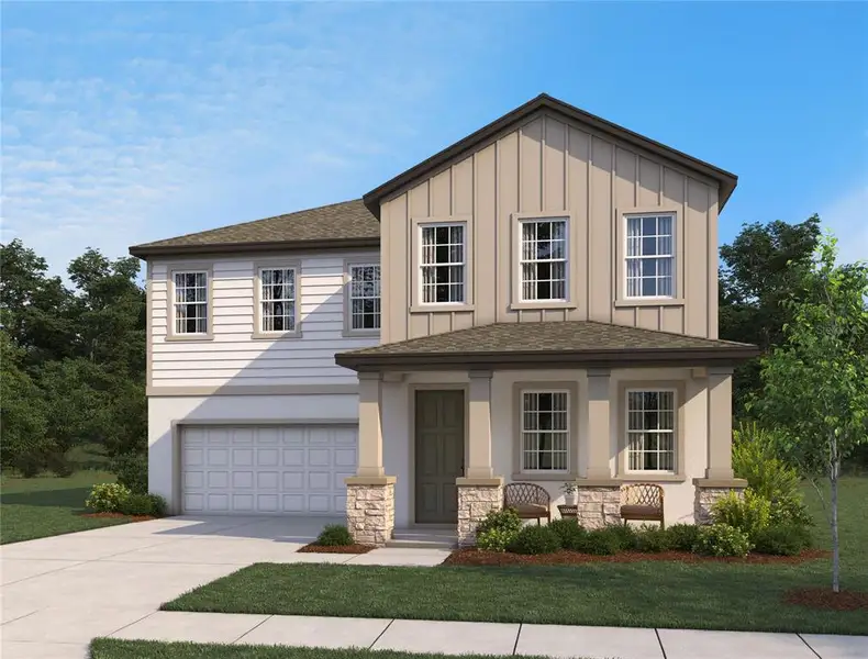 Front exterior of a new home in , Wimauma, FL, highlighting curb appeal (Image 1). Front exterior of a new home in , Wimauma, FL, highlighting curb appeal (Image 1).