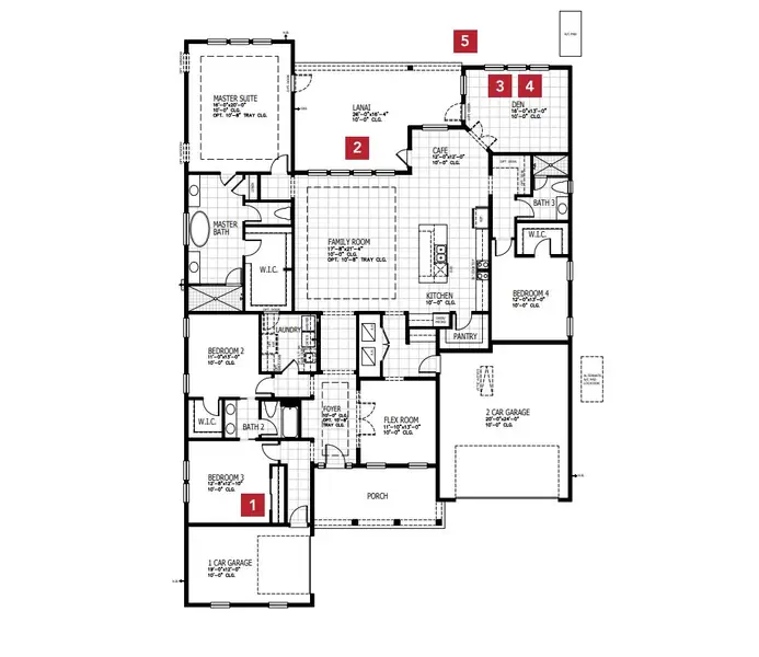 2D floor plan layout for the Carson - Hidden Creek by MasterCraft Builder Group in SilverLeaf, St. Augustine, FL (Image 3).