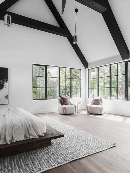 Light filled space-the primary suite is large enough for a seating area or reading nook.