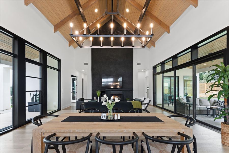 Vaulted wood-paneled ceiling with exposed beams Vaulted wood-paneled ceiling with exposed beams