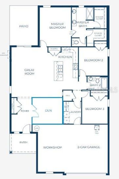 2D floor plan layout of this home in Villa Pass, Mascotte, FL (Image 3).