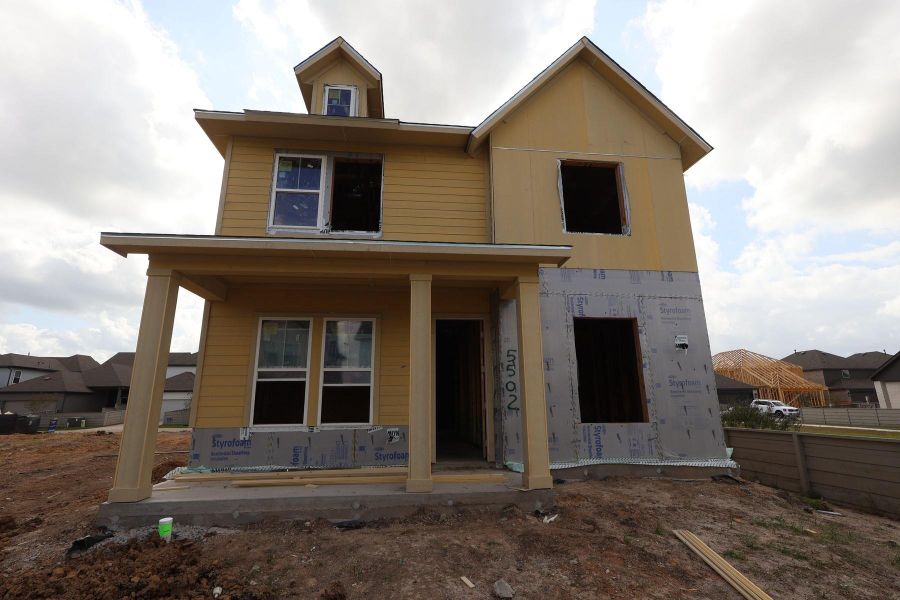 In-progress construction of a new home in Pomona - Grove Row Collection, Manvel, TX (Image 5).