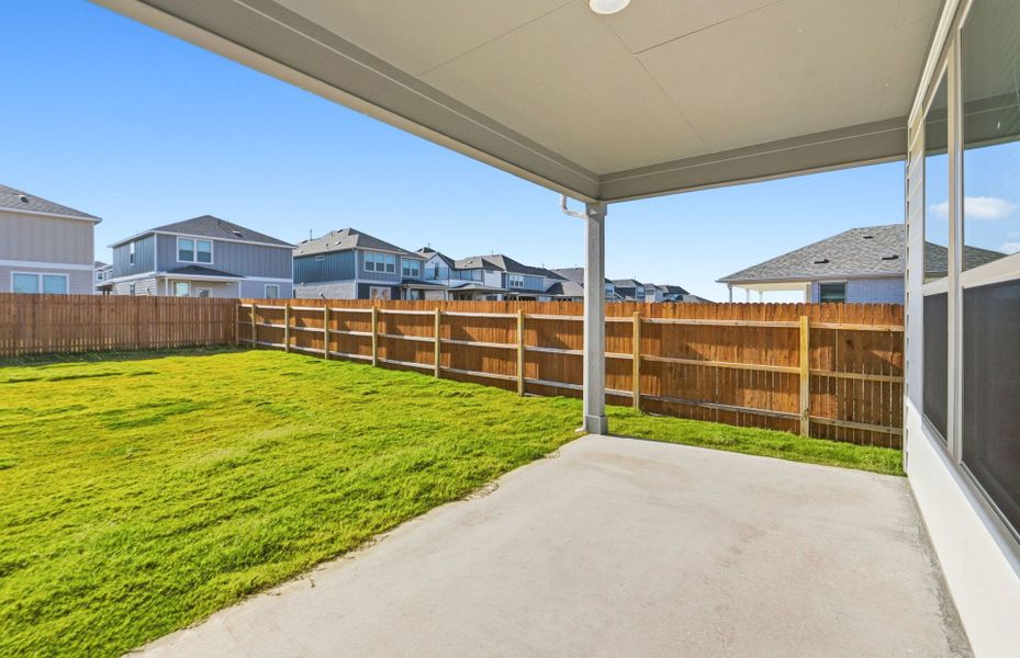Exterior details and patio area of a home in Santa Rita Ranch, Liberty Hill (Image 31). Exterior details and patio area of a home in Santa Rita Ranch, Liberty Hill (Image 31).