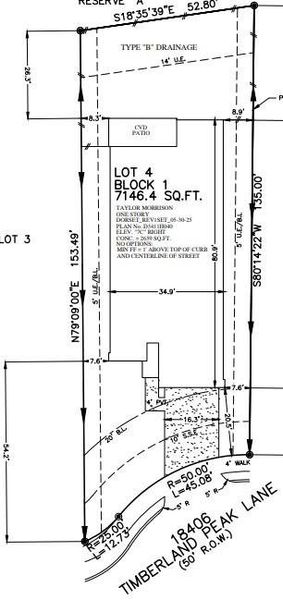 18406 Timberland Peak Lane preliminary plot plan 18406 Timberland Peak Lane preliminary plot plan