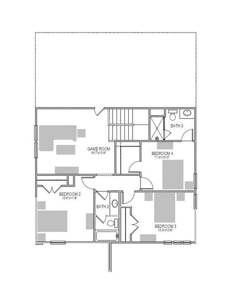 2D floor plan layout of this home in Prairie Winds, Hutto, TX (Image 3).