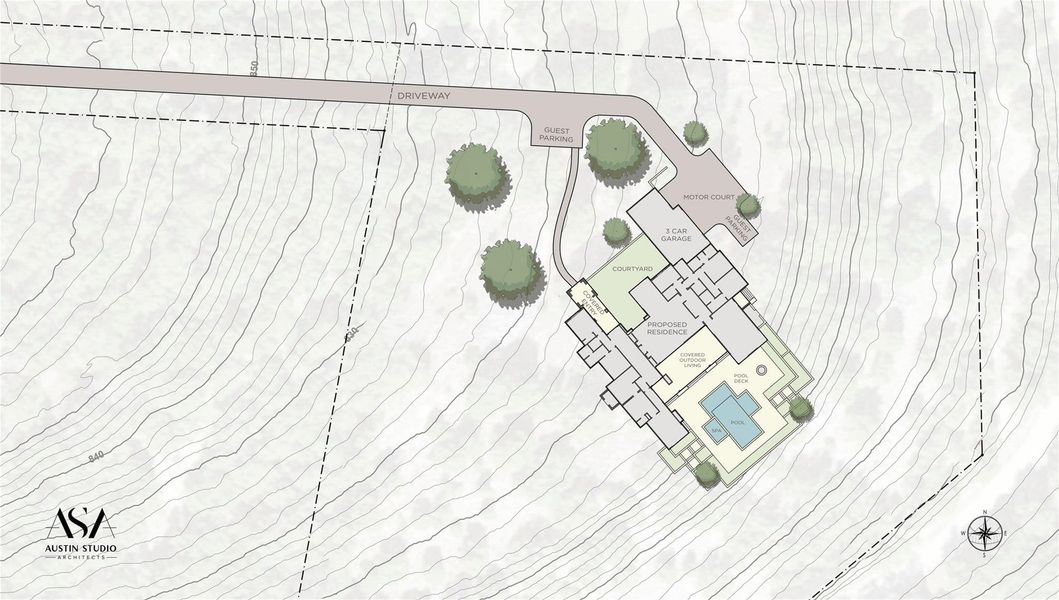 Visualize your future estate with this thoughtfully designed site plan, featuring a pool and ample parking. Visualize your future estate with this thoughtfully designed site plan, featuring a pool and ample parking.