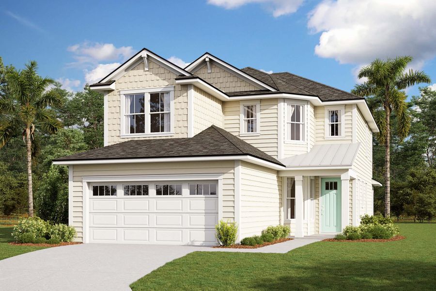 Representative exterior photo of a completed home built from the The Juniper by Providence Homes (Florida) in Reflections at Nocatee, Nocatee, FL (Image 4). Representative exterior photo of a completed home built from the The Juniper by Providence Homes (Florida) in Reflections at Nocatee, Nocatee, FL (Image 4).