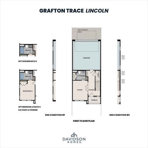 2D floor plan layout for the The Lincoln A by Davidson Homes LLC in Grafton Trace, Woodstock, GA (Image 2).