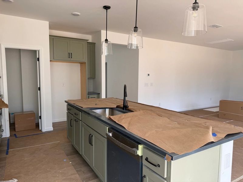 Kitchen featuring the AW Collection® Rosemary - Matte black, light wood, and garden-inspired style.