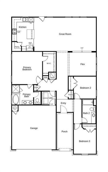 This floor plan features 3 bedrooms, 2 full baths and over 1,800 square feet of living space.