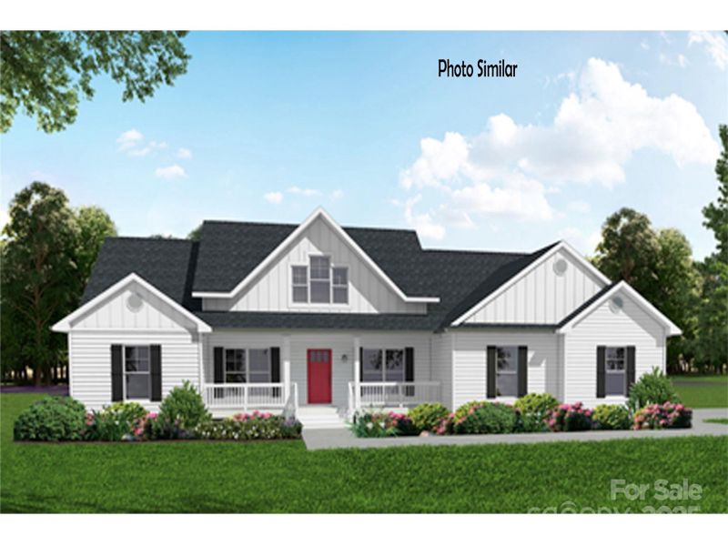 Front exterior of a new home in , Hendersonville, NC, highlighting curb appeal (Image 1).