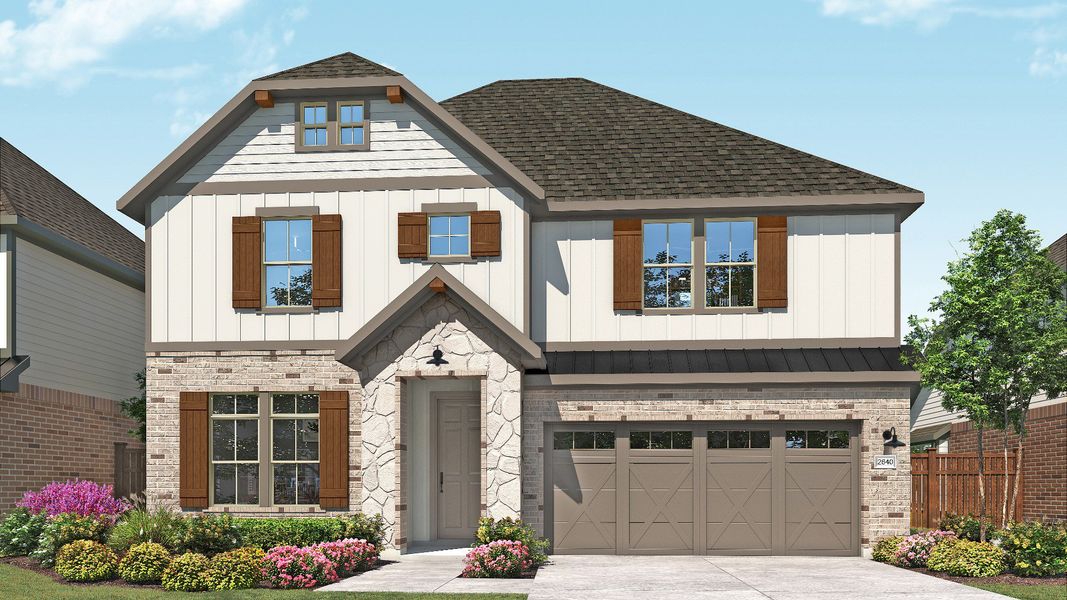 Representative exterior photo of a completed home built from the Magnolia by DRB Homes in Parkside on the River, Georgetown, TX (Image 7). Representative exterior photo of a completed home built from the Magnolia by DRB Homes in Parkside on the River, Georgetown, TX (Image 7).