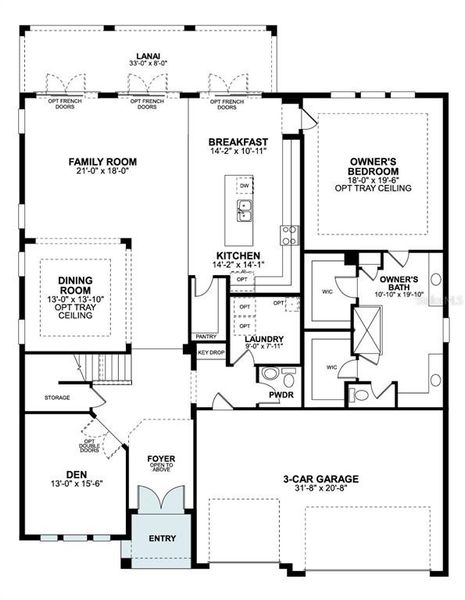 2D floor plan layout of this home in Willow Run, Apopka, FL (Image 3).