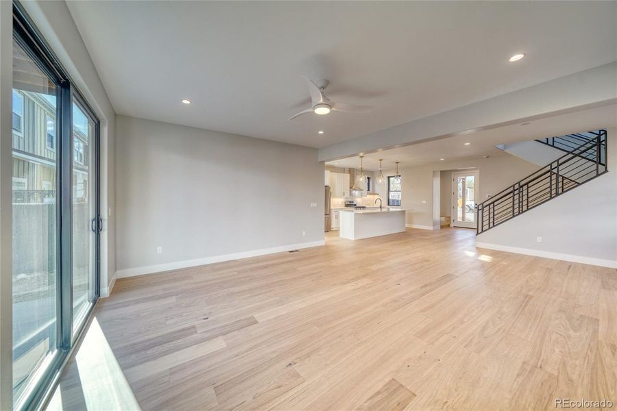 Living Room looks to Kitchen