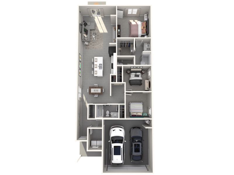2D floor plan layout for the Everglade by Meritage Homes in Coasterra - Premier Series, Palmetto, FL (Image 4).
