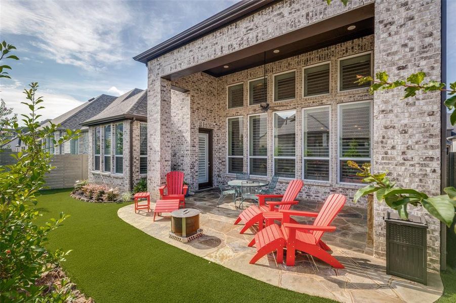 Exterior details and patio area of a home in Harvest, Northlake (Image 3). Exterior details and patio area of a home in Harvest, Northlake (Image 3).