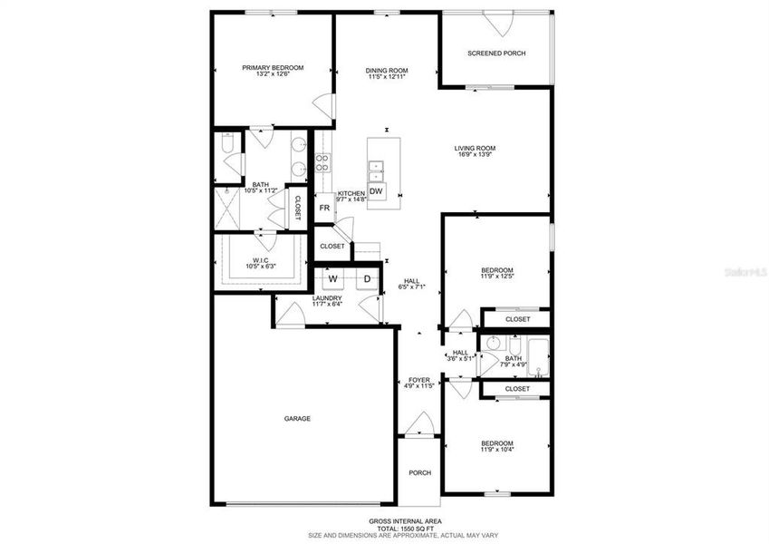 2D floor plan layout of this home in Covered Bridge at Liberty Bluff, Haines City, FL (Image 5).