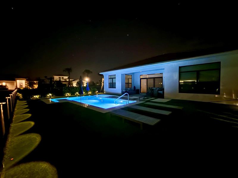 Nighttime pool