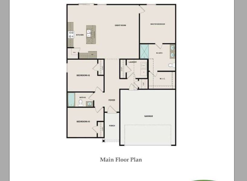 2D floor plan layout for the Spruce A by McGuinn Homes in Reserves at Mill Creek, Columbia, SC (Image 5).