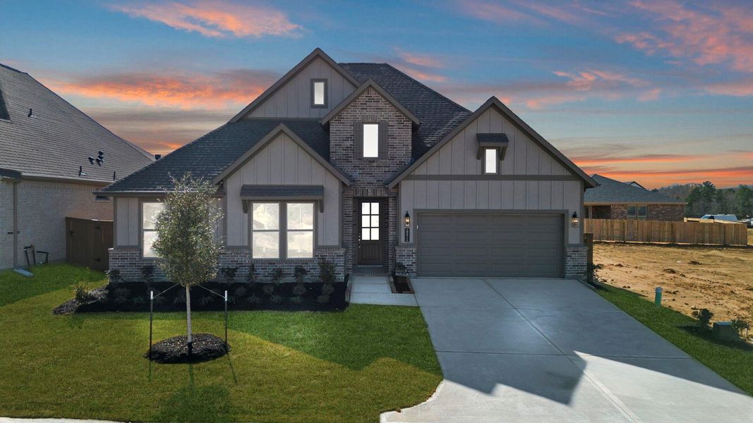 Front exterior of a new home in Chambers Creek, Willis, TX, highlighting curb appeal (Image 21).