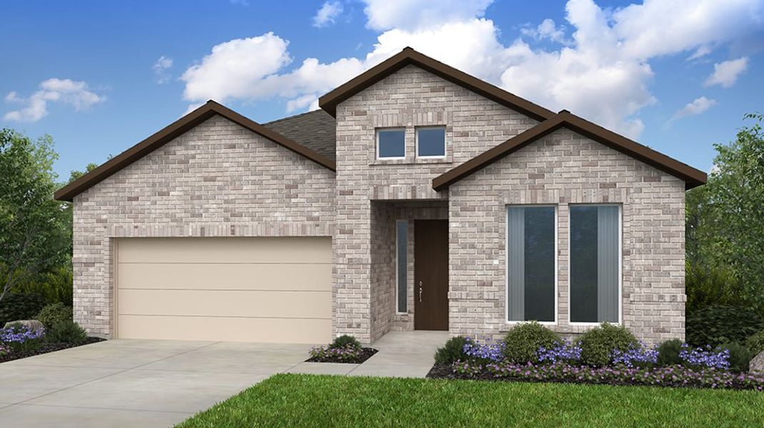 Representative exterior photo of a completed home built from the Enfield by Taylor Morrison in Village Grove, Dripping Springs, TX (Image 22).