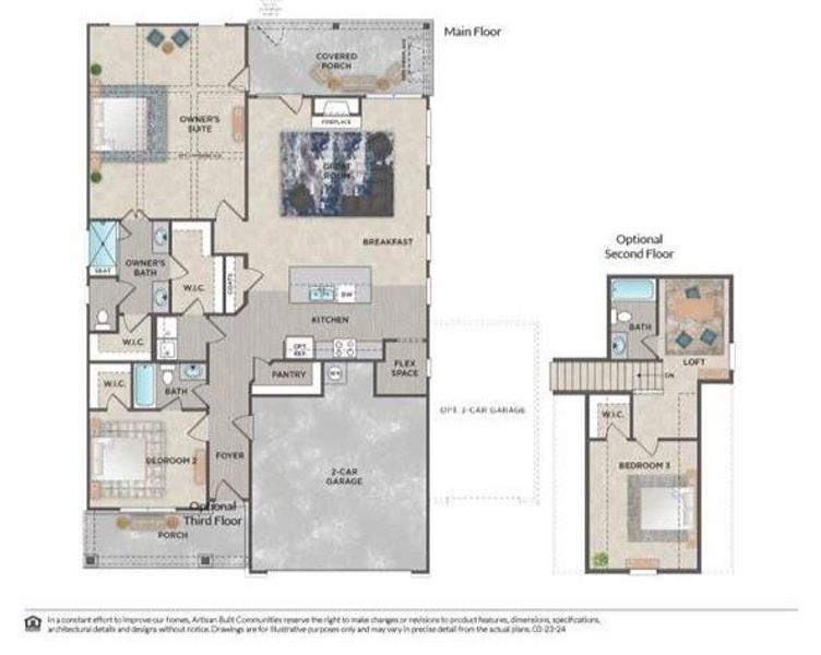 2D floor plan layout of this home in Stratford at NatureWalk, Dallas, GA (Image 5).