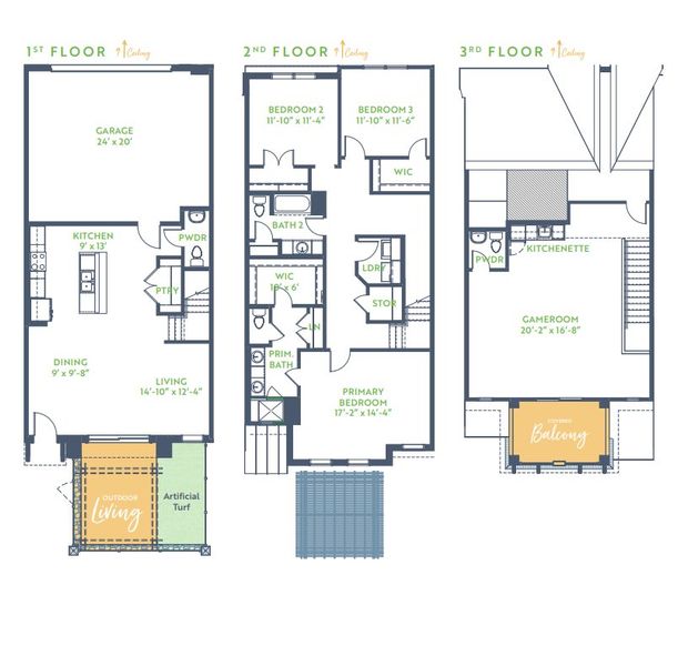 2D floor plan layout of this home in The Tribute, The Colony, TX (Image 3).