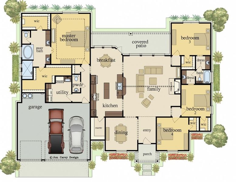 First Floor 3 Car Garage Option