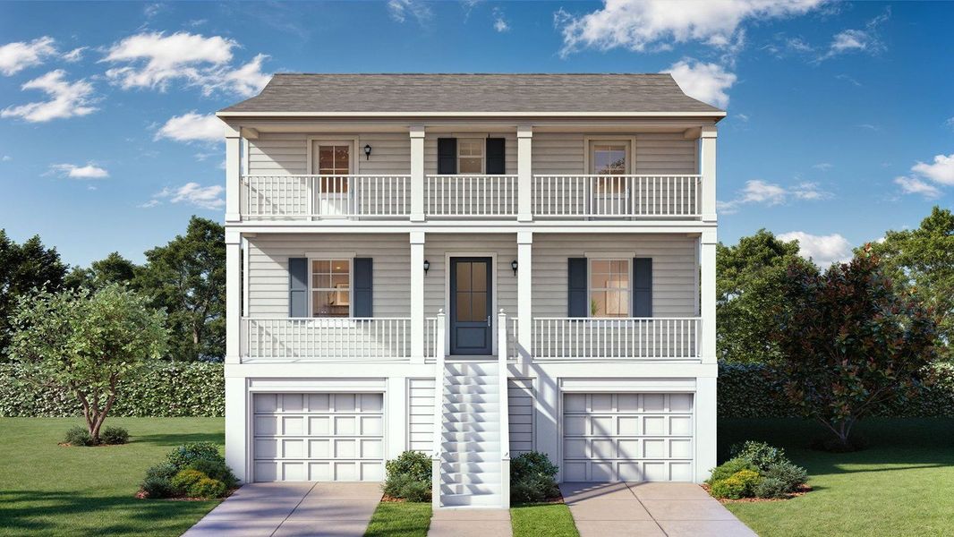 Representative exterior photo of a completed home built from the BARLOW by D.R. Horton in Rivers Reach, Yemassee, SC (Image 2). Representative exterior photo of a completed home built from the BARLOW by D.R. Horton in Rivers Reach, Yemassee, SC (Image 2).