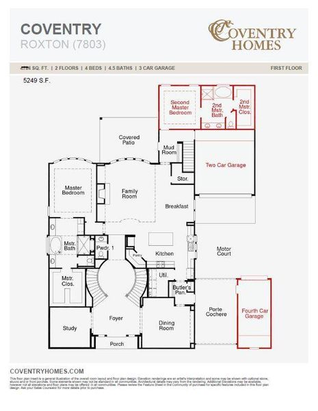 2D floor plan layout of this home in Harvest Green 75', Richmond, TX (Image 3).