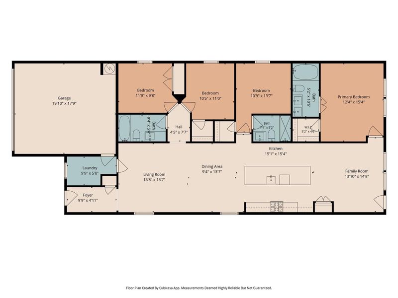 A well-designed single-level layout features four bedrooms and an open living space. A well-designed single-level layout features four bedrooms and an open living space.