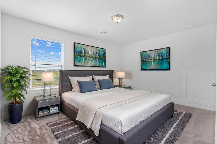 Virtually staged for inspiration, this spacious guest bedroom is filled with natural light and offers comfort, privacy, and a walk-in closet. A peaceful space to unwind or accommodate visitors in style. Virtually staged for inspiration, this spacious guest bedroom is filled with natural light and offers comfort, privacy, and a walk-in closet. A peaceful space to unwind or accommodate visitors in style.