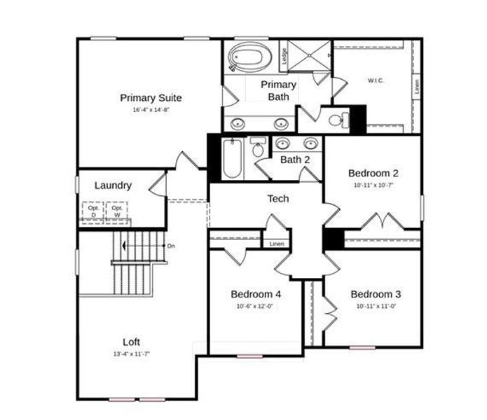 Additional Highlights Include: gourmet kitchen, laminate flooring extension to great room and study, tub and shower with double recessed niche at primary bath, window blinds throughout, refrigerator. Photos are for representative purposes only.