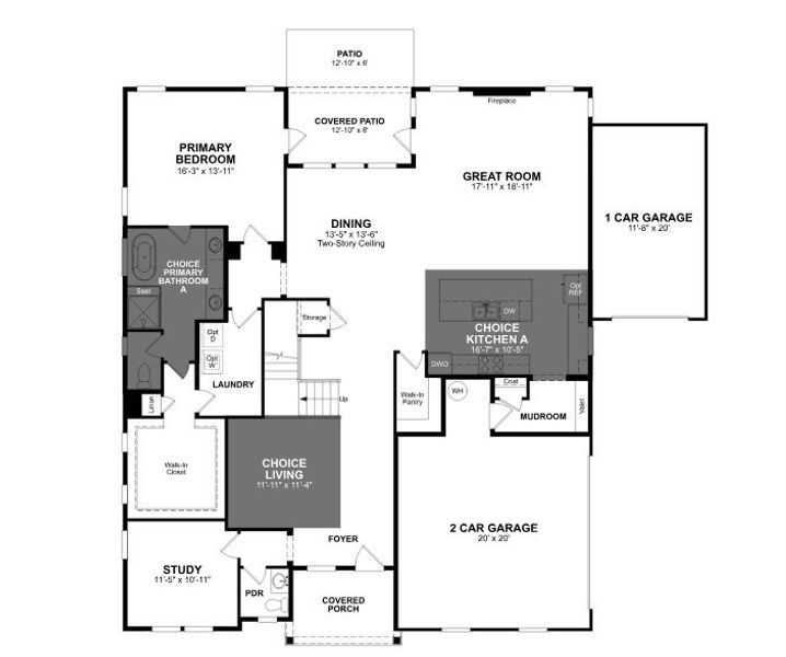 2D floor plan layout for the Toccoa by Beazer Homes in Estates at Daves Creek, Cumming, GA (Image 4).