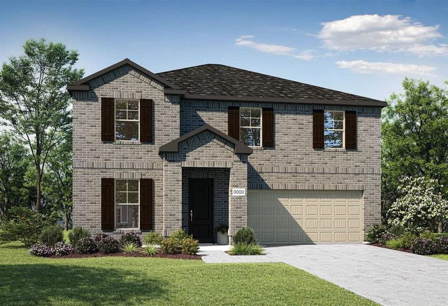 Front exterior of a new home in Discovery Collection at View at the Reserve, Mansfield, TX, highlighting curb appeal (Image 6).