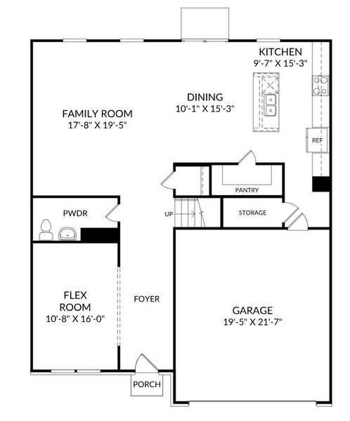 2D floor plan layout for the The Hollins by Stanley Martin Homes in Stratford, Denver, NC (Image 4).