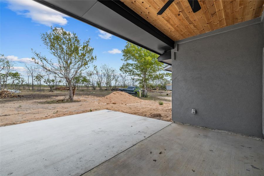 Back covered deck with backyard space for more ideas!