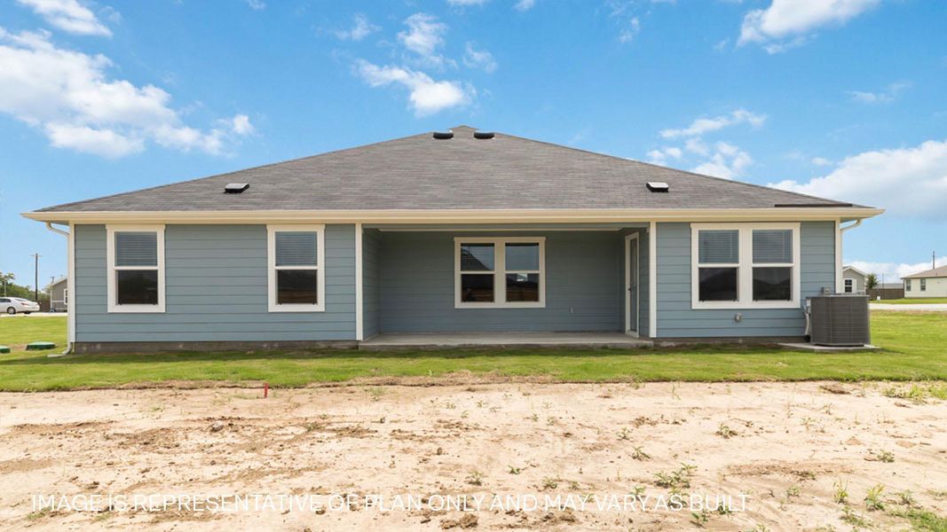 Exterior details and patio area of a home in Railhead, Cedar Creek (Image 20).